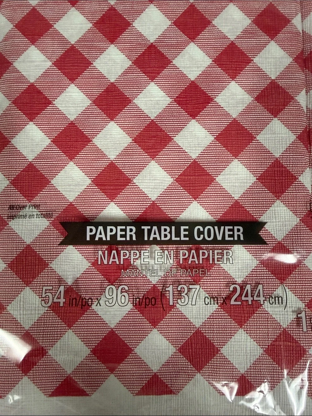 White Red Gold Retro Gingham Plaid Picnic Set Paper Plates Napkins Table Cover